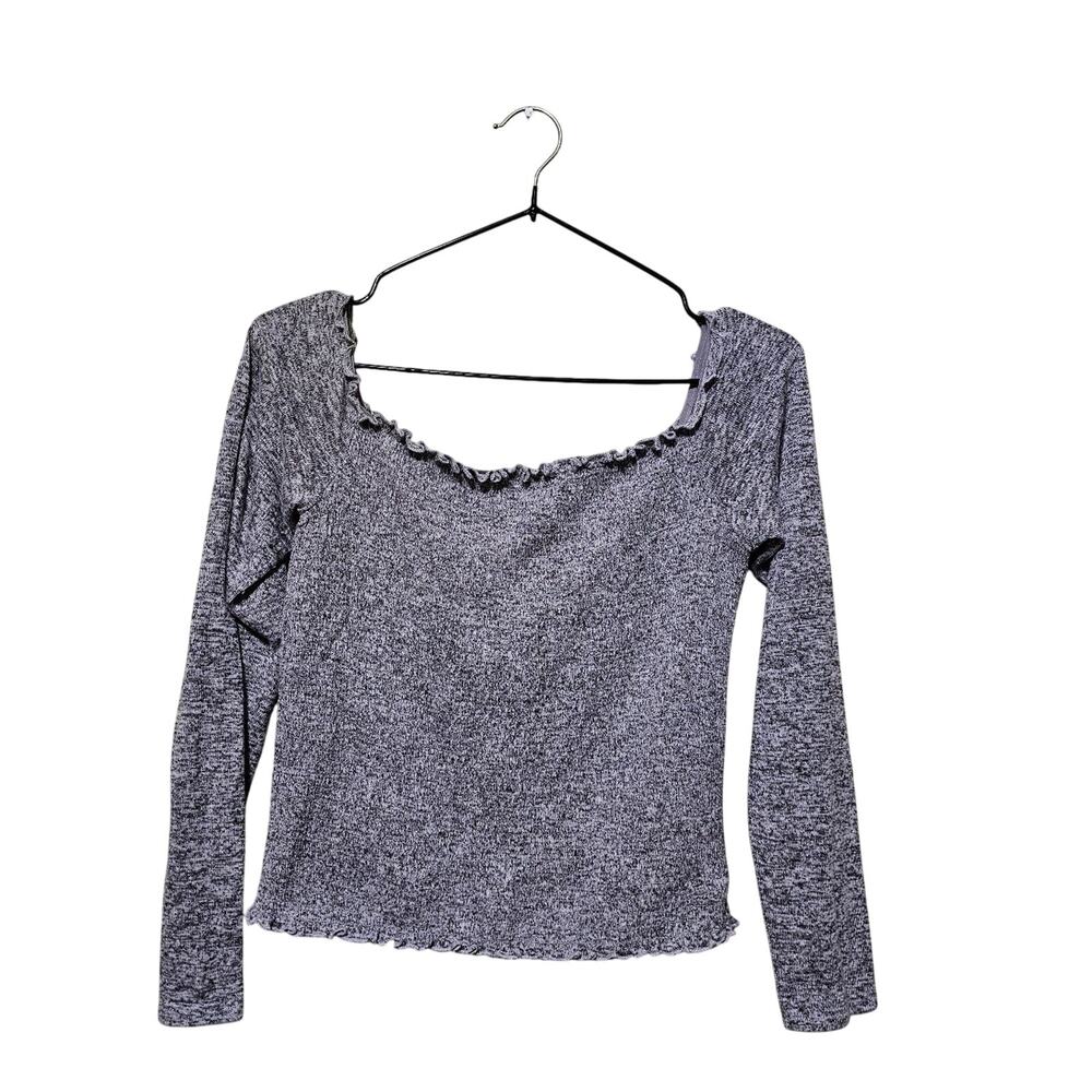 Hollister Smocked Crop Top Off the Shoulder Women's Gray Size L